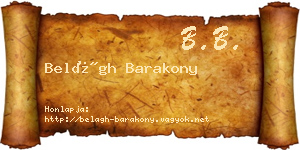 Belágh Barakony névjegykártya